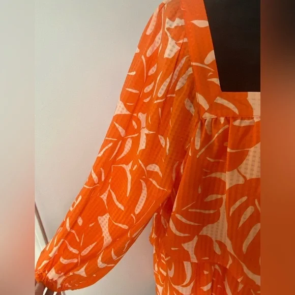 Who What Wear NWT Orange Tropical Patterned Women's Dress - Picture 3 of 4